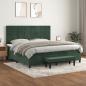 Preview: ARDEBO.de - Boxspringbett mit Matratze Dunkelgrün 200x200 cm Samt