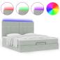 Preview: Ottoman-Bett mit Matratzen & LEDs Hellgrau 160x200 cm Samt