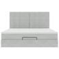 Preview: Ottoman-Bett mit Matratzen & LEDs Hellgrau 160x200 cm Samt