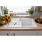 Preview: Blanco Wega II Einhebelmischer, SILGRANIT-Look, Hochdruck, zweifarbig, softweiß/chrom (526980)