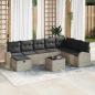 Preview: ARDEBO.de - 9-teilige Garten Sofa Set mit Kissen hellgrau Poly Rattan