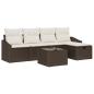 Preview: 6-teiliges Garten-Sofa-Set mit Kissen Braunes Poly Rattan