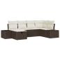 Preview: 6-teiliges Garten-Sofa-Set mit Kissen Braun Poly Rattan