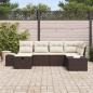 Preview: 6-teiliges Garten-Sofa-Set mit Kissen Braun Poly Rattan