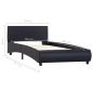 Preview: Bettgestell mit LED Schwarz Kunstleder 100x200 cm