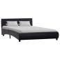 Preview: Bettgestell mit LED Schwarz Kunstleder 140×200 cm