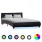 Preview: Bettgestell mit LED Schwarz Kunstleder 140×200 cm