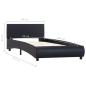 Preview: Bettgestell mit LED Schwarz Kunstleder 90x200 cm