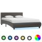 Preview: ARDEBO.de - Bettgestell mit LED Grau Kunstleder 120×200 cm