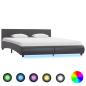 Preview: ARDEBO.de - Bettgestell mit LED Grau Kunstleder 160x200 cm