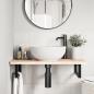 Preview: Waschbeckenregal Wandmontage Stahl und Massivholz Buche