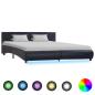 Preview: ARDEBO.de - Bettgestell mit LED Schwarz Kunstleder 160 x 200 cm