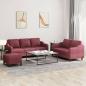Preview: ARDEBO.de - 3-tlg. Sofagarnitur mit Kissen Weinrot Stoff