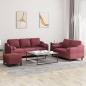 Preview: ARDEBO.de - 3-tlg. Sofagarnitur mit Kissen Weinrot Stoff