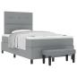 Preview: Boxspringbett mit Matratze & Bank Hellgrau 120x190 cm Stoff