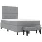 Preview: Boxspringbett mit Matratze & Bank Hellgrau 120x190 cm Stoff
