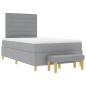 Preview: Boxspringbett mit Matratze & Bank Hellgrau 120x190 cm Stoff