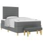 Preview: ARDEBO.de - Boxspringbett mit Matratze & Bank Dunkelgrau 120x190 cm Stoff