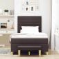 Preview: ARDEBO.de - Boxspringbett mit Matratze & Bank Dunkelbraun 120x190 cm Stoff