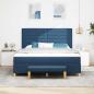 Preview: Boxspringbett mit Matratze & Bank Blau 180x200 cm Stoff