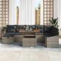 Preview: 9-teilige Garten-Sofa-Set mit Kissen Grau Poly-Rattan