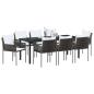 Preview: Garten Essgruppe 9 stk. Braun und Schwarz PE-Rattan