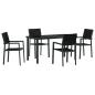 Preview: 5-teiliges Garten-Esszimmer-Set Schwarz Poly Rattan