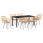 Preview: 7-teiliges Garten Esszimmer Set Brown Poly Rattan
