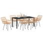 Preview: 7-teiliges Garten Esszimmer Set Brown Poly Rattan
