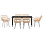 Preview: 7-teiliges Garten Esszimmer Set Brown Poly Rattan