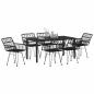 Preview: 7-teiliges Garten-Essenset Schwarz Poly Rattan