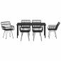 Preview: 7-teiliges Garten-Essenset Schwarz Poly Rattan