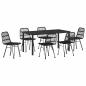 Preview: 7-teiliges Garten-Essgruppe Schwarz Poly Rattan