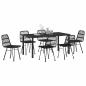 Preview: 7-teiliges Garten-Essgruppe Schwarz Poly Rattan