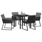 Preview: 5-teiliges Garten-Ess-Set mit Kissen Schwarz Poly-Rattan