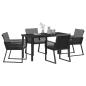 Preview: 5-teiliges Garten-Esszimmer-Set mit Kissen Schwarz Poly-Rattan