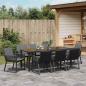 Preview: 9-teiliges Garten-Ess-Set mit Kissen Schwarz Poly-Rattan