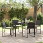 Preview: ARDEBO.de - 5-teiliges Garten-Ess-Set mit Kissen Schwarz Poly-Rattan