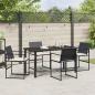 Preview: 5-teiliges Garten-Ess-Set mit Kissen Schwarz Poly-Rattan
