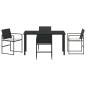 Preview: 5-teiliges Garten-Ess-Set mit Kissen Schwarz Poly-Rattan