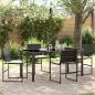 Preview: ARDEBO.de - 5-teiliges Garten-Esszimmerset mit Kissen Schwarz Poly-Rattan