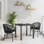 Preview: ARDEBO.de - 3-teiliges Garten-Esszimmer Set Schwarz Poly Rattan