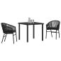 Preview: 3-teiliges Garten-Esszimmer Set Schwarz Poly Rattan