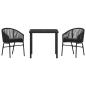 Preview: 3-teiliges Garten-Esszimmer Set Schwarz Poly Rattan