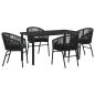 Preview: 5-teiliges Garten-Ess-Set Schwarzes Poly-Rattan