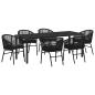 Preview: Garten Essgruppe 7 pcs Schwarz Pulverbeschichteter Stahl