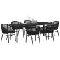 Preview: Garten Essgruppe 7 pcs Schwarz Pulverbeschichteter Stahl