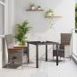 Preview: ARDEBO.de - 3-teiliges Garten-Esstischset mit Kissen aus grauem Poly-Rattan