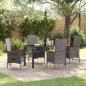 Preview: ARDEBO.de - 5-teiliges Garten-Esszimmer-Set mit Kissen Grau Poly-Rattan