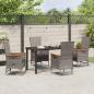 Preview: 5-teiliges Garten-Esszimmer-Set mit Kissen Grau Poly-Rattan